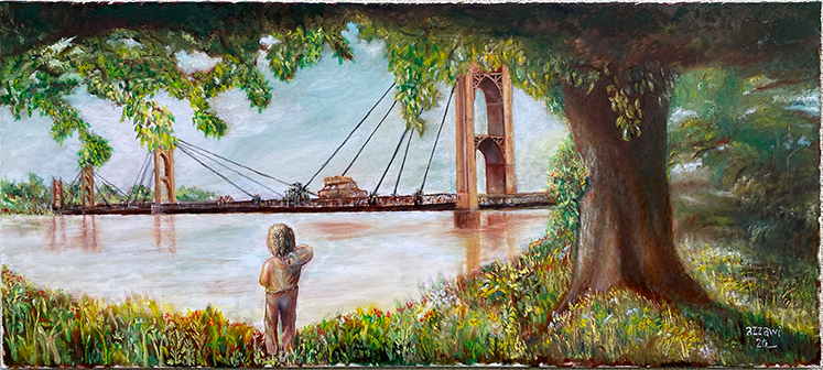 suspension bridge 180x80 cm, oil on canvas
